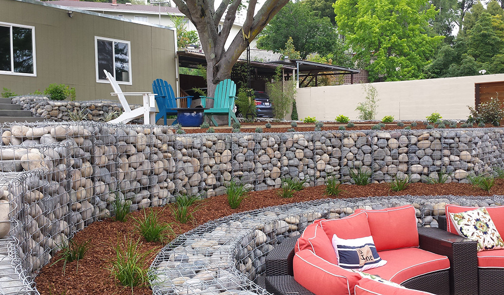 MLA Landscape Architecture Wire frame rock walls